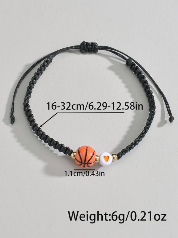 Basketball Beaded Decor Braided Bracelet, Fashionable Adjustable Bracelet for Men & Women for Party, Daily Decor, Trendy All-match & Exquisite Jewelry for Birthday Gift