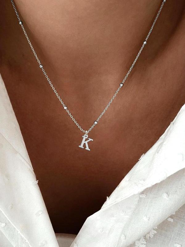 2024 Summer Letter Detail Chains, Initial Necklace for Women, Pendant Necklace Jewelry for Party, Daily Decor, Trendy Stainless Steel Jewelry for Fall Festival Gift, Fall Outfits, Fall Freshness