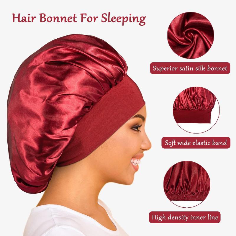 Bonnet Silk Bonnet for Sleeping, Bonnets for Black Women Bonnet for Sleeping Large Sleep Cap, Wide Soft Band Bonnet for Curly Hair