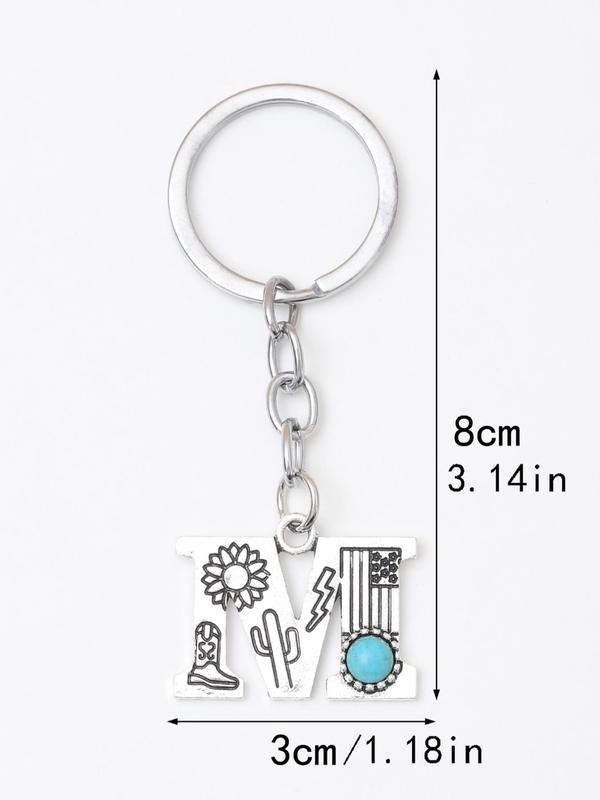 Vintage Boho Style Letter Design Keychain, Fashionable Keychain for Women & Men, Trendy All-match Keychain for Birthday Gift