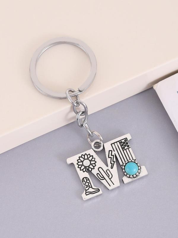 Vintage Boho Style Letter Design Keychain, Fashionable Keychain for Women & Men, Trendy All-match Keychain for Birthday Gift