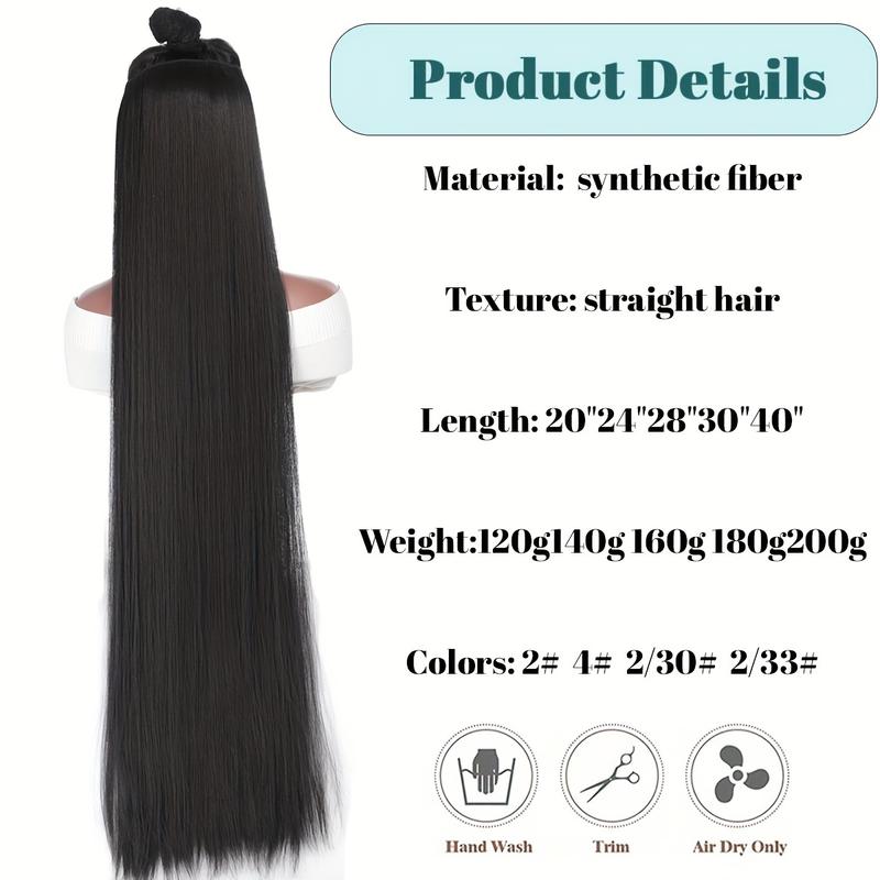 Black Extra Long Straight Hair Extension, 20-40 Inches 5-Clip Hair Extension, Heat Resistant Wig Set, Suitable for Women Music Festivals, Parties, Role Playing, Black Friday, Holidays and Daily Use