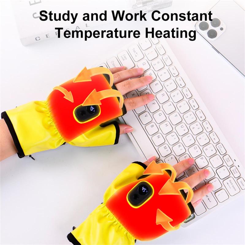 Electric Double-Sided Heated Gloves, 1 Pair Portable Heating Gloves with Digital Display, USB Rechargeable Hand Warmer, Hand Heater with 3 Temperature Modes