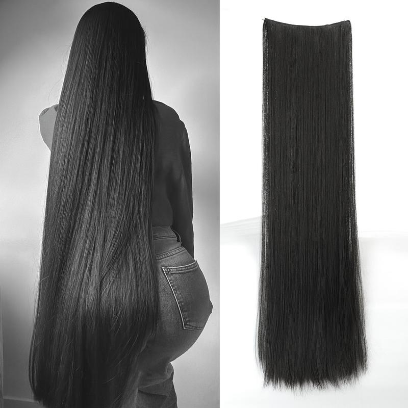 Black Extra Long Straight Hair Extension, 20-40 Inches 5-Clip Hair Extension, Heat Resistant Wig Set, Suitable for Women Music Festivals, Parties, Role Playing, Black Friday, Holidays and Daily Use