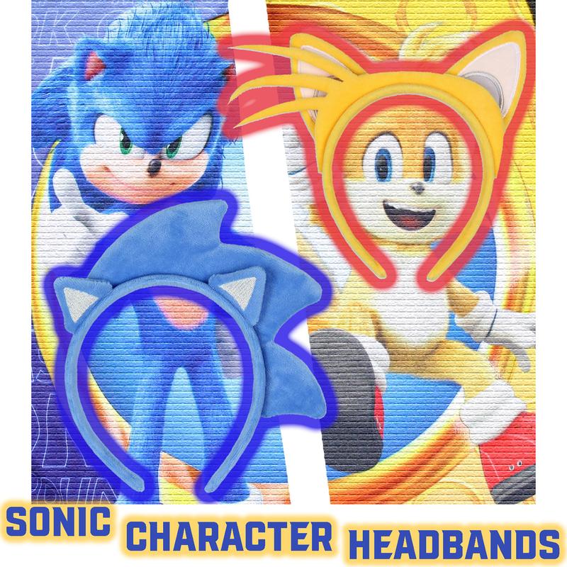 Sonic The Hedgehog Costume Character Hair Accessories Headbands For Women or Men -Tails or Sonic Styles Available