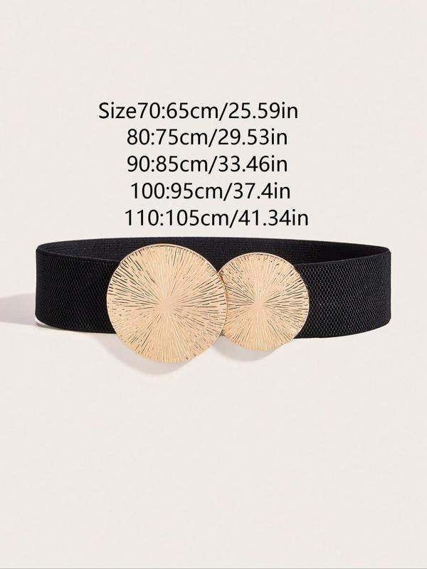 Women's Elegant Minimalist Wide Belt, Trendy Round Buckle Design Elastic Waistband for Dress, Fashionable Clothes Accessories for Daily & Party Decoration