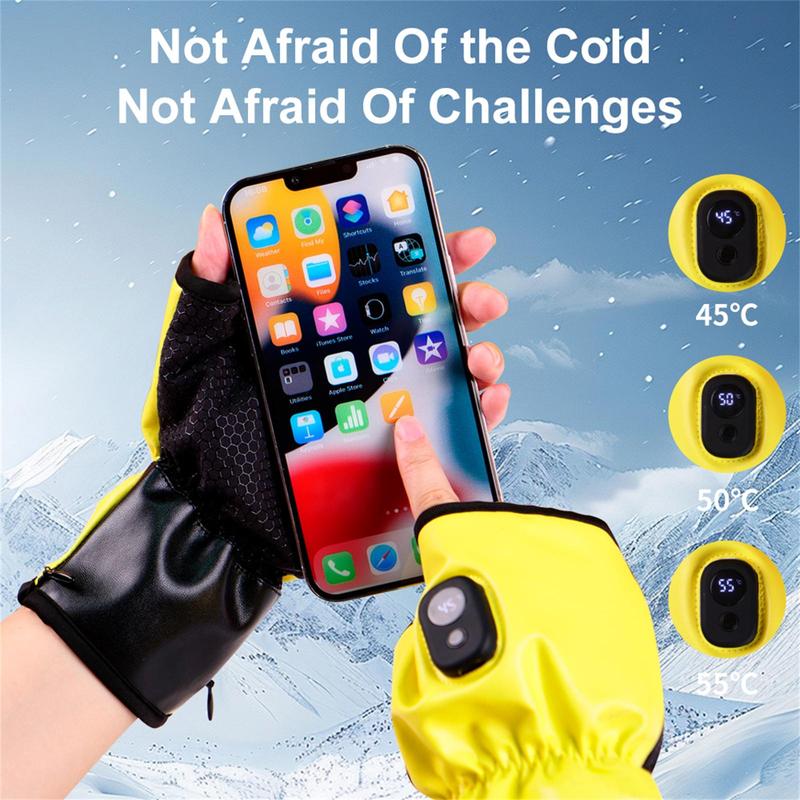 Electric Double-Sided Heated Gloves, 1 Pair Portable Heating Gloves with Digital Display, USB Rechargeable Hand Warmer, Hand Heater with 3 Temperature Modes