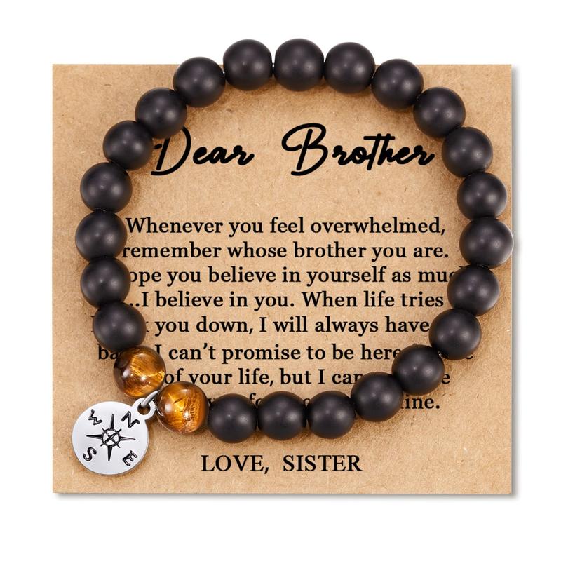 To My Brother Gifts Men's Compass Bracelet Jewelry Gift for Graduation Birthday Christmas Father's Day