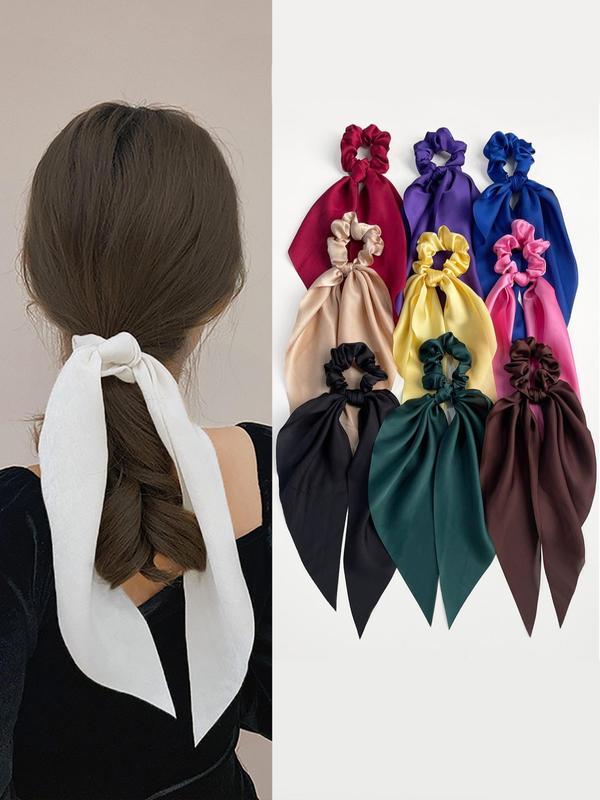 Summer Simple Plain Satin Hair Tie, Solid Color Ponytail Hair Tie, Fashion Hair Ties, Y2k Accessories for Women & Girls, Scrunchie Scarf