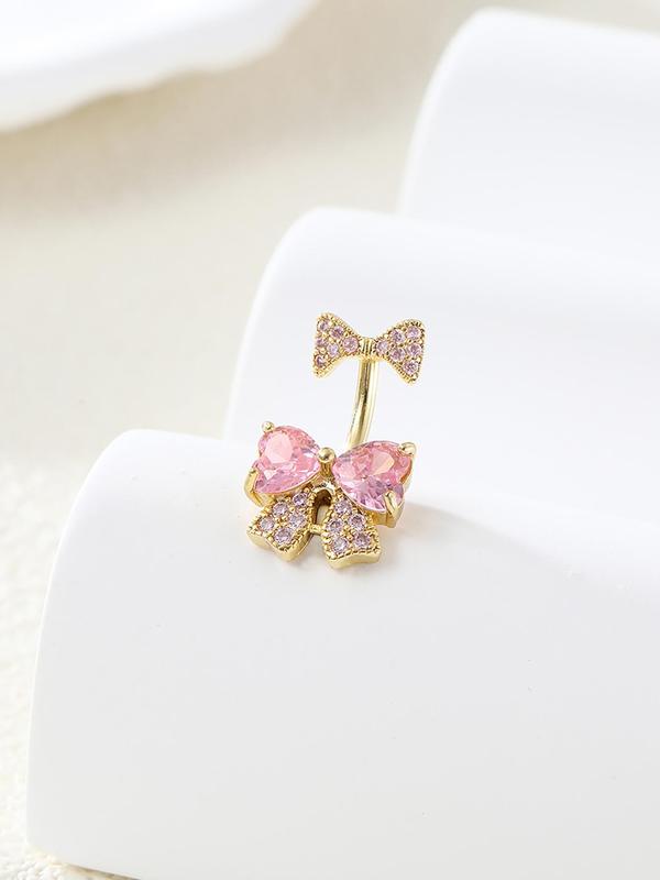 Rhinestone Bow & Butterfly Decor Belly Button Nail, Women Belly Piercing Body Jewelry for Evening Party, Belly Button Accessories for Daily Wear