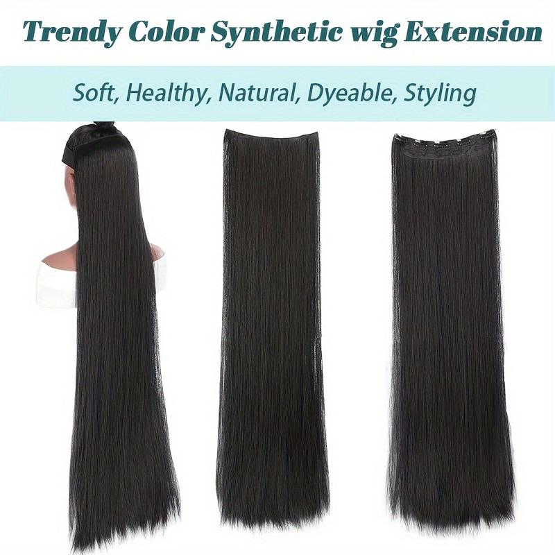 Black Extra Long Straight Hair Extension, 20-40 Inches 5-Clip Hair Extension, Heat Resistant Wig Set, Suitable for Women Music Festivals, Parties, Role Playing, Black Friday, Holidays and Daily Use