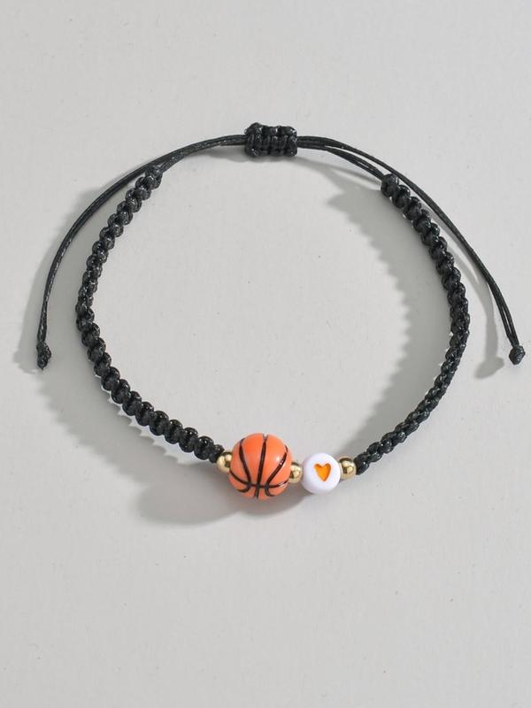 Basketball Beaded Decor Braided Bracelet, Fashionable Adjustable Bracelet for Men & Women for Party, Daily Decor, Trendy All-match & Exquisite Jewelry for Birthday Gift