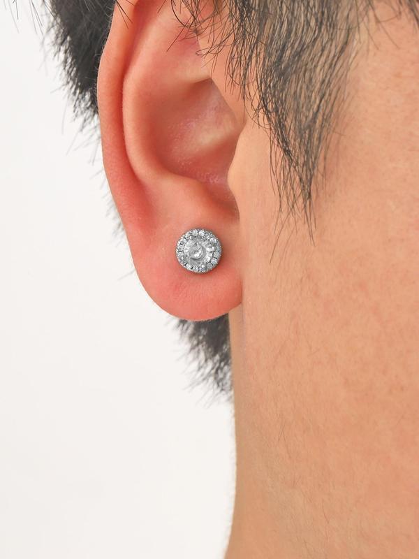 Rhinestone Decorated Magnetic Design Stud Earrings, Casual Simple Stainless Steel Jewelry for Men, Fashion Jewelry for Party, Daily Clothing Decor