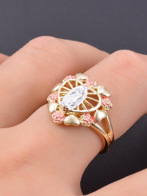 Hollow Out Heart Design Ring, Fashion Jewelry for Party, Daily Clothing Decor, Trendy All-match & Exquisite Jewelry for Birthday Gift