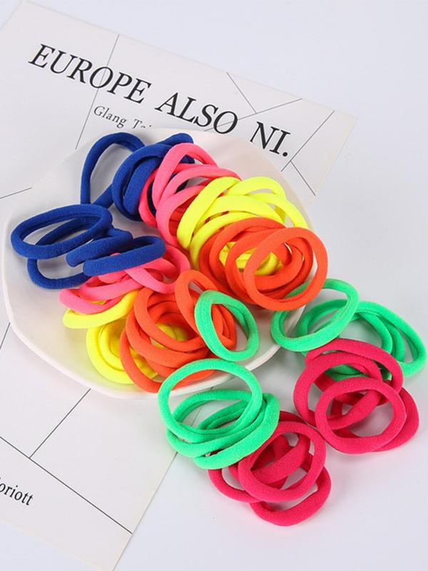 Colorful Hair Tie Set, High Stretch Hair Tie, Casual Simple Hair Accessories for Women & Girls, Minimalist Headwear Suitable for Thick Hair