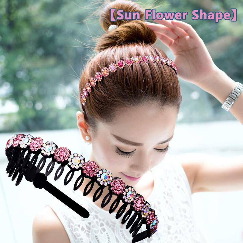 6 Pack Wave Rhinestone  Comb Headbands for Women, CORGIMHZ Flower Crystal Hairband Hair Hoop with  Non-Slip Hard Plastic 3 Pattern (Shiny 6 Colors)