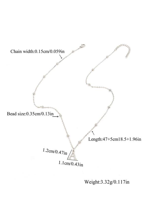 2024 Summer Letter Detail Chains, Initial Necklace for Women, Pendant Necklace Jewelry for Party, Daily Decor, Trendy Stainless Steel Jewelry for Fall Festival Gift, Fall Outfits, Fall Freshness