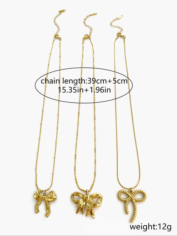 Women's Elegant Bowknot Pendant Necklace Set, Fashion Jewelry for Party, Daily Clothing Decor, Trendy All-match & Exquisite Jewelry for Birthday Gift