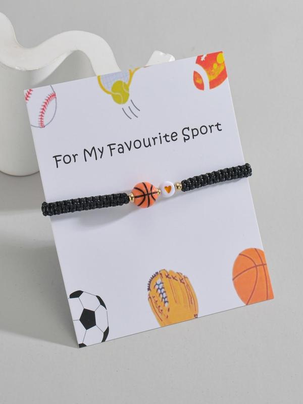 Basketball Beaded Decor Braided Bracelet, Fashionable Adjustable Bracelet for Men & Women for Party, Daily Decor, Trendy All-match & Exquisite Jewelry for Birthday Gift