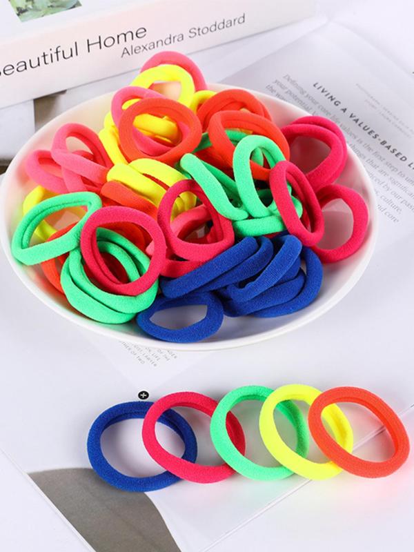 Colorful Hair Tie Set, High Stretch Hair Tie, Casual Simple Hair Accessories for Women & Girls, Minimalist Headwear Suitable for Thick Hair