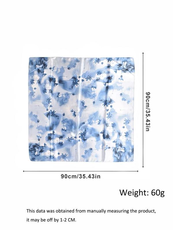 Women's Floral Print Square Scarf, Elegant Fashionable Headscarf for Daily Wear, Casual Trendy Satin Scarf for Summer