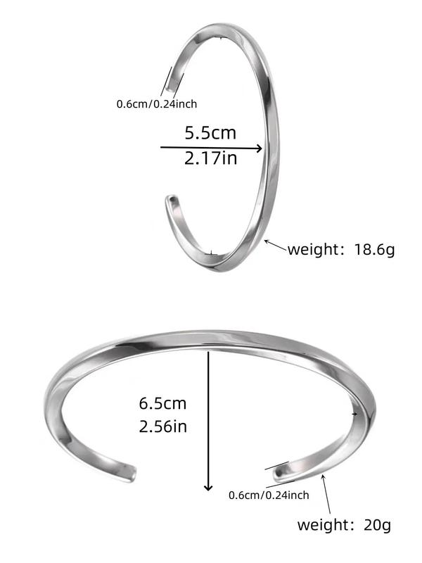 Simple Plain Stainless Steel Cuff Bangle for Women & Men, Fashion Jewelry for Party, Daily Clothing Decor, Trendy All-match & Exquisite Jewelry for Birthday Gift