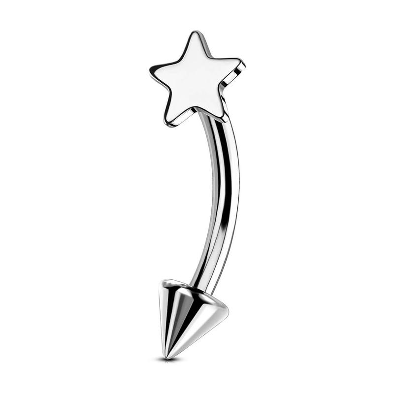 Oufer 16G Titanium Star Top Eyebrow Rook Ring Vertical Labret Stud