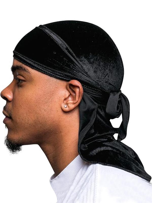 Men's Solid Color Thickened Lace Up Head Wrap, Casual Outdoor Durag for Men & Women, Fashion Accessories for Daily Wear