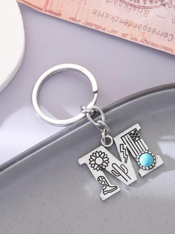 Vintage Boho Style Letter Design Keychain, Fashionable Keychain for Women & Men, Trendy All-match Keychain for Birthday Gift