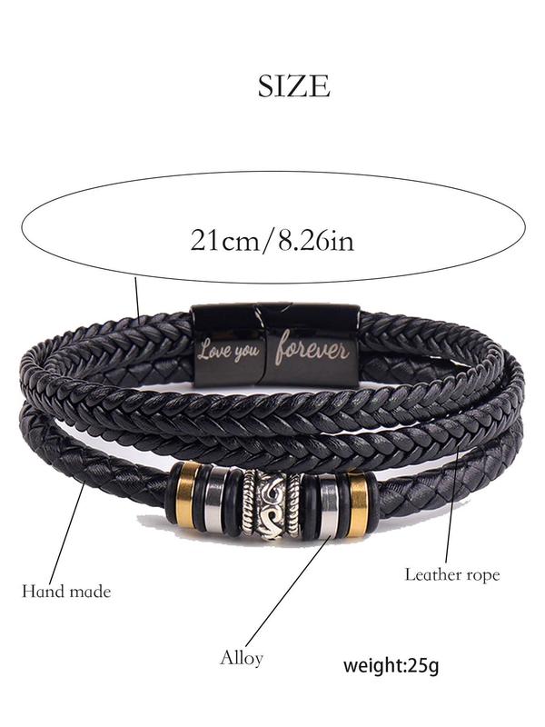 Fashion Braided Layered Bracelet with Rose Flower & Gift Box, Matching Bracelets, Fashion Jewelry, Trendy All-match Matching Bracelet, Gifts for Him,  Men Accessories