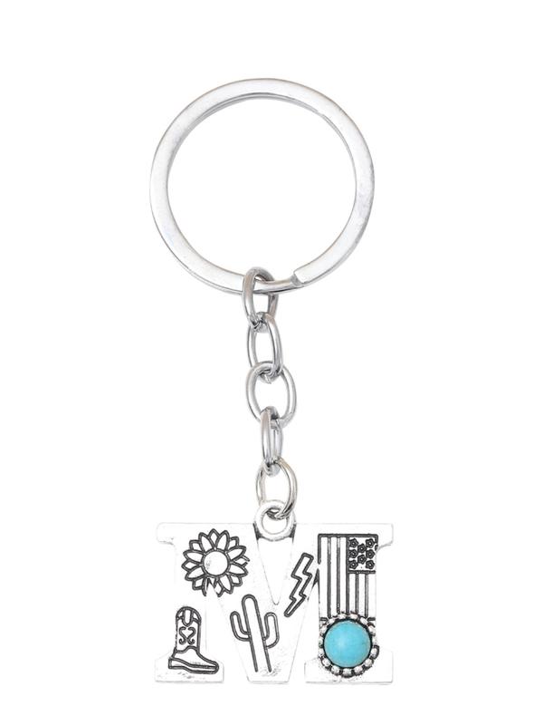 Vintage Boho Style Letter Design Keychain, Fashionable Keychain for Women & Men, Trendy All-match Keychain for Birthday Gift