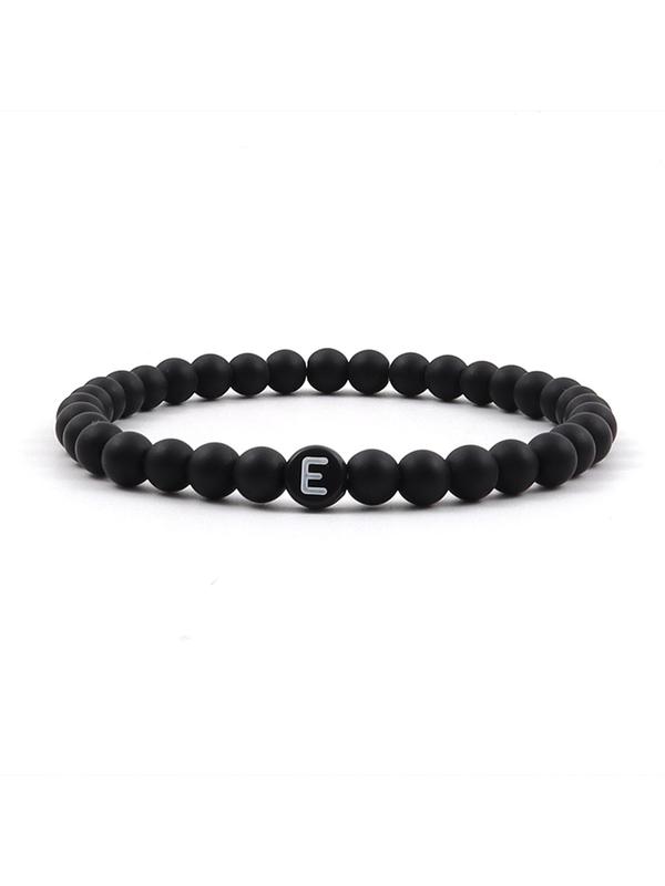 Simple Round Initial Beaded Bracelet,  Men's Fashionable Matte Bead Jewelry for Men Party, Daily Clothing Decor, Trendy Jewelry for Birthday Gift