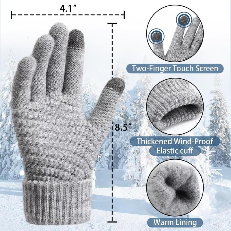 Winter Gloves Womens, Touchscreen Gloves for Women, Warm Gloves with Elastic Cuff Knit Gloves for Cold Weather