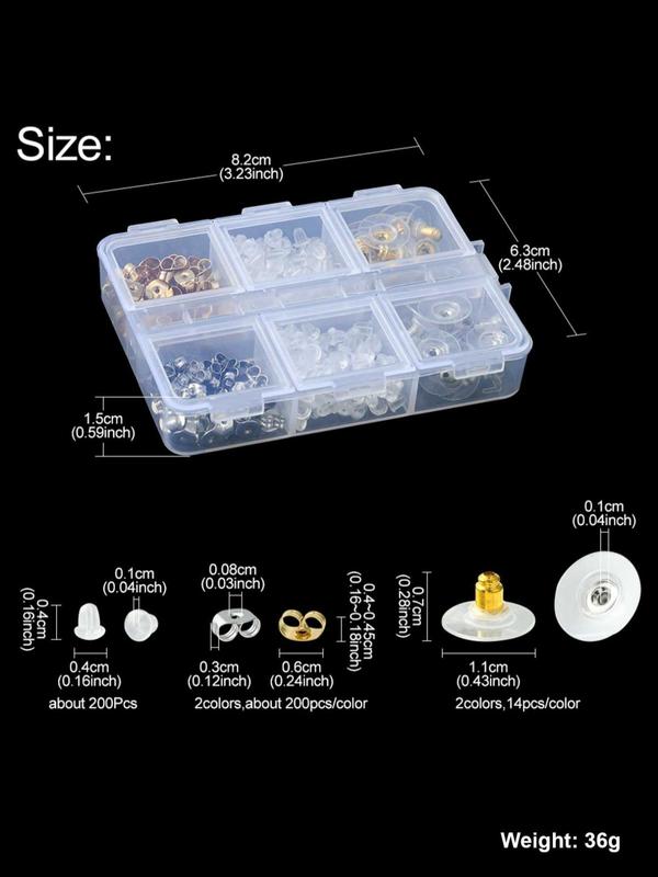 Mixed Shape Design Earring Nut Assortment Kit, 1 Box Earring Backs DIY Ear Nuts Ear Studs Earring Hooks Kit Earring Supplies for Women Men