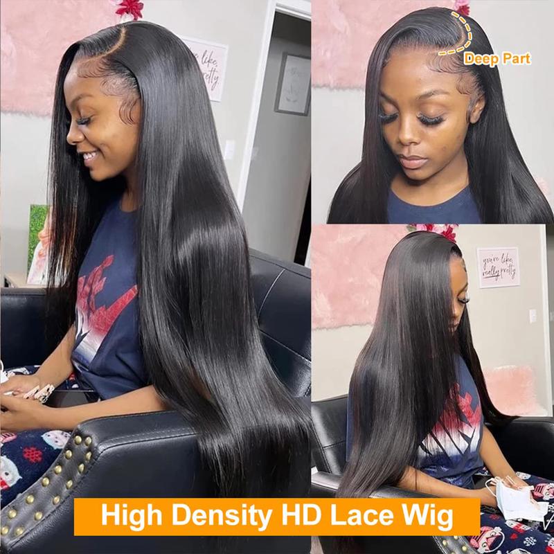 Brazilian 13x6 Lace Front Wigs Human Hair Straight For Women Pre Plucked 13x6 HD Transparent Lace Frontal Wig Natural Hair Line 180% Density C