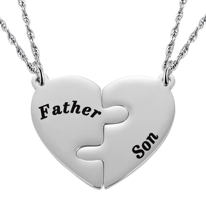 Graduation season necklace son gift black electroplating water wave chain mother's day birthday stainless steel puzzle heart necklace