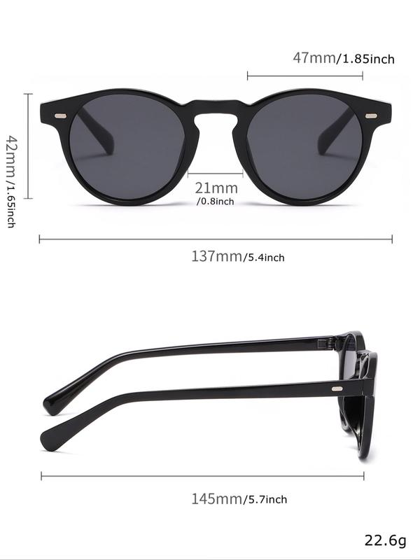 Unisex Vintage Round Frame Tinted Lens Sunglasses, Summer Trendy Casual Sunglasses for Everyday Use, Fashion Accessories for Outdoor Activities