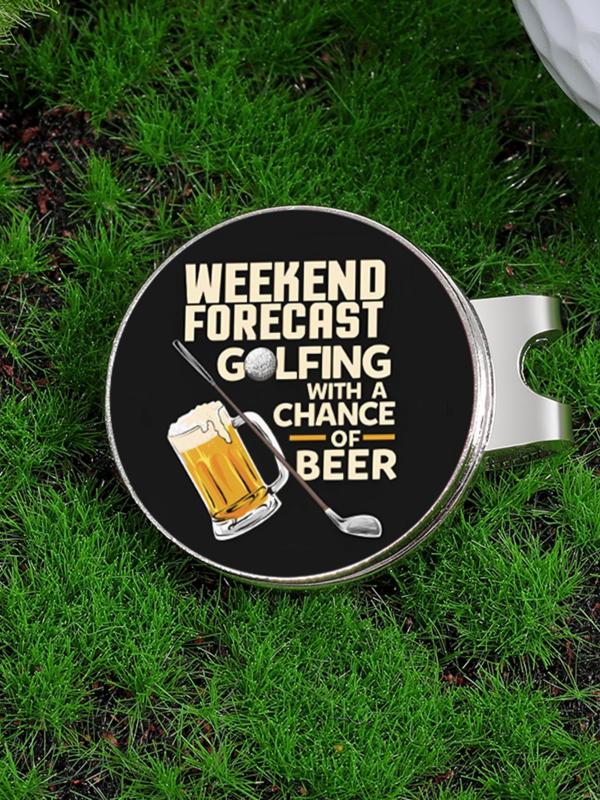 Golf Themed Brooch, Weekend Forecast Golf Letter Graphic Hat Clip, Fashion Accessories for Men & Women