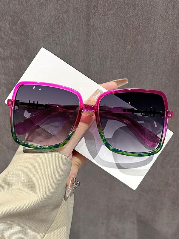 Unisex Y2k Style Colorblock Designer Sunglasses, Punk Trendy Oversized Square Frame Sunglasses for Everyday Use, Fashionable Glasses Trends 2024 for Men & Women