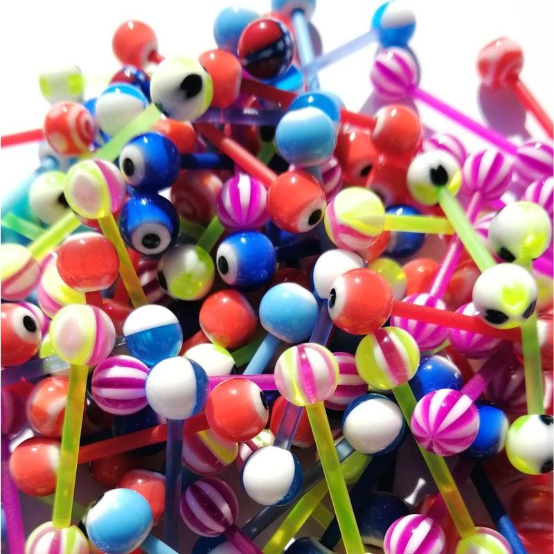 Colorful Tongue Rings Nipple Rings for Women Body Piercing 14G 16mm Pierced Barbells Body 50Pcs 30Pcs 20Pcs Pack