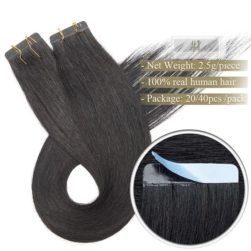 Benhair 2.5g pc 20pcs Tape In Hair Extension Natural Hair Extensions Human Hair Blonde Adhesive Skin Weft Double Sides Seamless Invisible