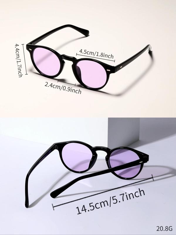 Unisex Vintage Round Frame Tinted Lens Sunglasses, Summer Trendy Casual Sunglasses for Everyday Use, Fashion Accessories for Outdoor Activities