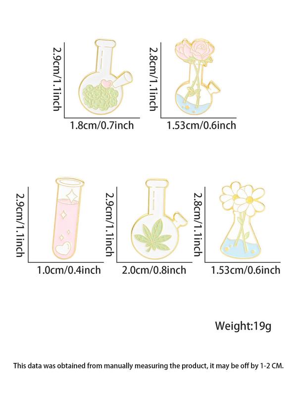 Cartoon Chemistry Elements Design Brooches, Cute Flower & Test Tube Design Brooch, Fashion Accessories for Women & Men, Creative Gift, for Birthday Gift