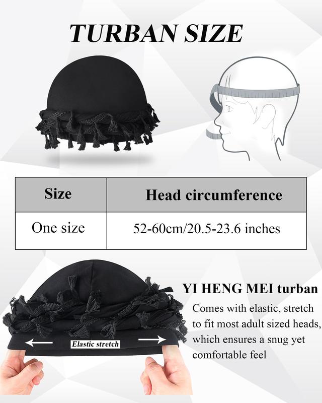 2 Packs Premium Adjustable Satin Lined Halo Turban - Stylish Twisted Tassel Head Wraps for Men and Women Versatile Turban Durag for All Hair Types