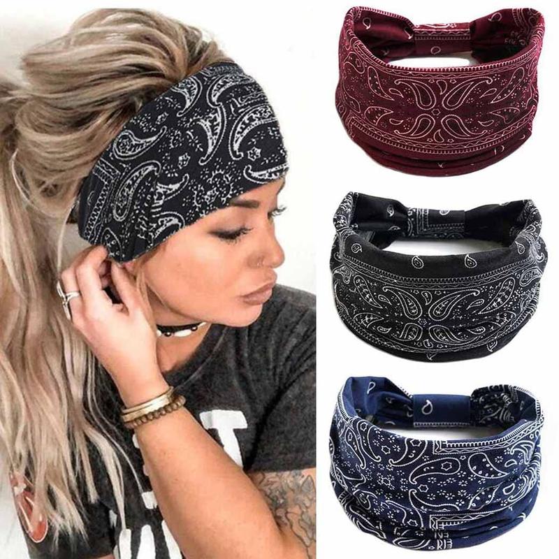 3pcs set Women Boho Paisley Print HairBand for Spring, Bohemian Knot DesignHeadband For Sports Exercise Workout,Women Sports