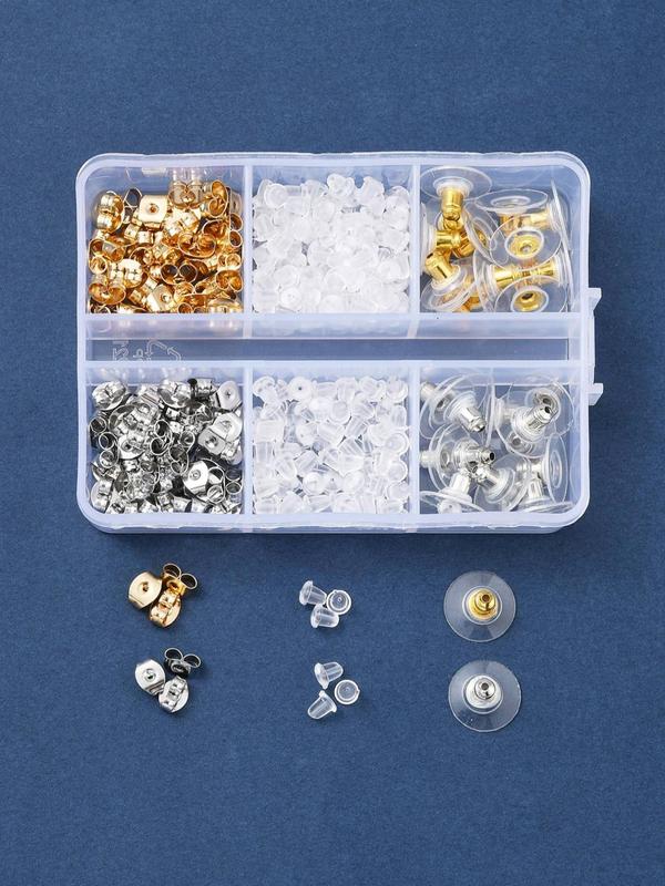 Mixed Shape Design Earring Nut Assortment Kit, 1 Box Earring Backs DIY Ear Nuts Ear Studs Earring Hooks Kit Earring Supplies for Women Men