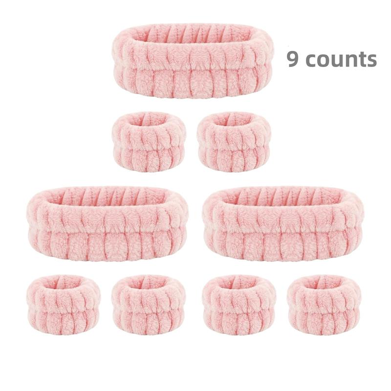 Face Washing Headband & Wristband Set, Including 1 Count 3 Counts Headband & 2 Counts 6 Counts Wristband, Spa Yoga Headband Wristband, Face Washing Band, Bathroom Gadgets