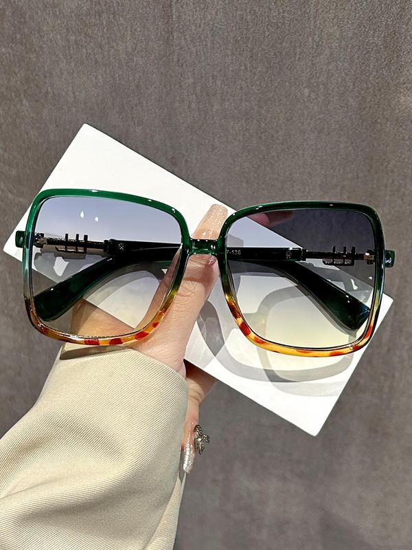 Unisex Y2k Style Colorblock Designer Sunglasses, Punk Trendy Oversized Square Frame Sunglasses for Everyday Use, Fashionable Glasses Trends 2024 for Men & Women