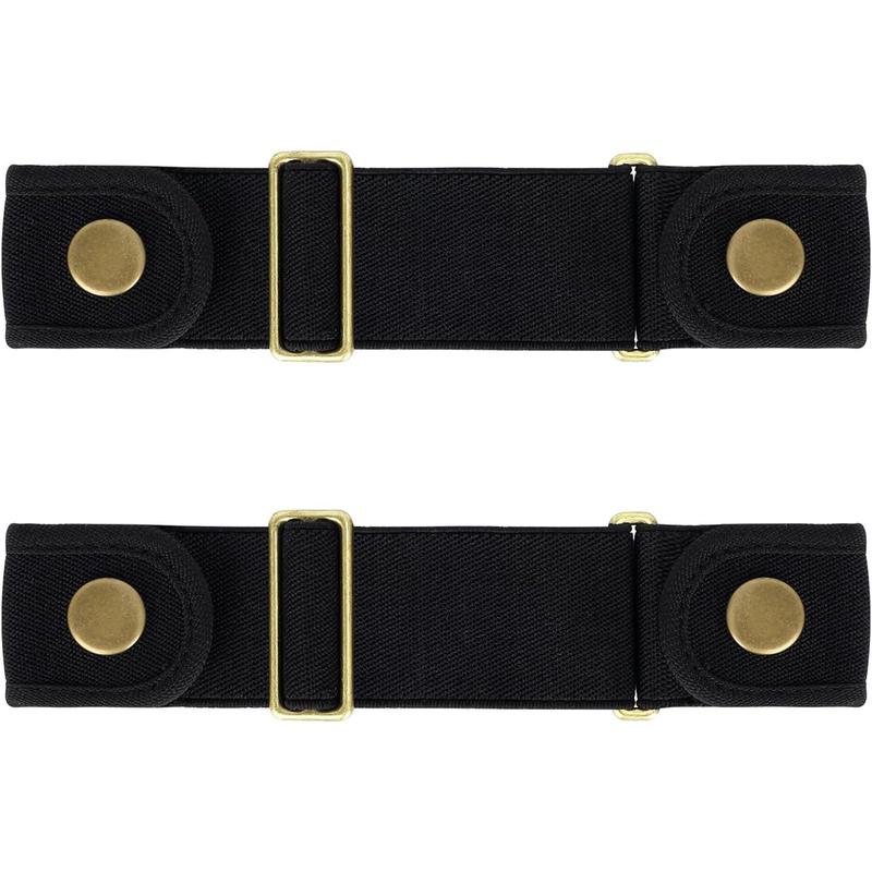 2 Pack No Buckle Belts for Men Women Side Belt Elastic Stretch Adjustable Invisible Belt Fits 1.5 Inch Belt Loops