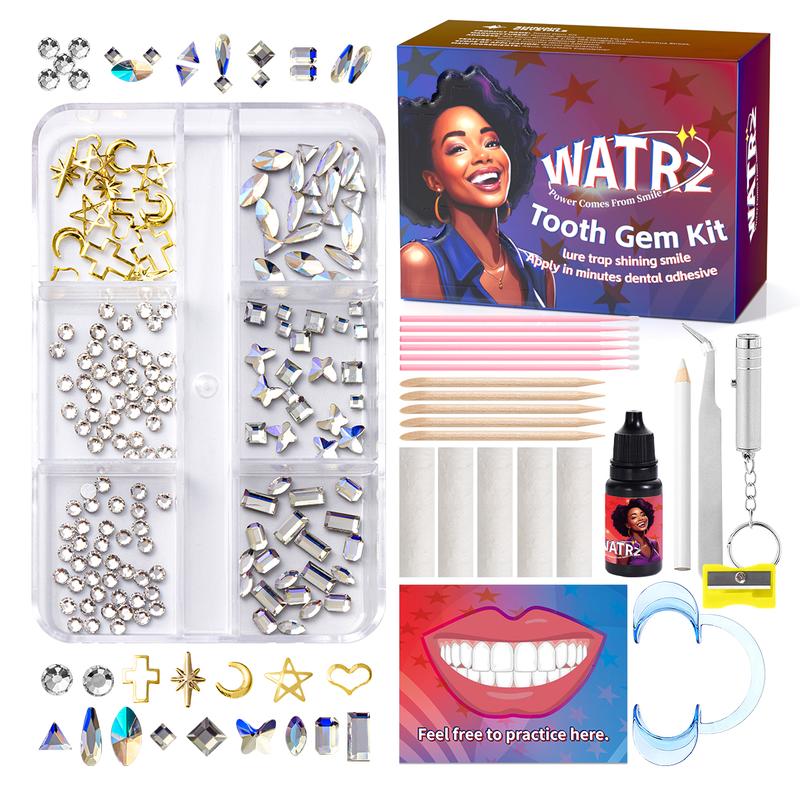 WATRZ tooth Gems kit  with 280 320 pcs Unique Smile Styling Star& Heart Shape gems  DIY Tooth Gem Kits – Perfect for Parties, Gifts